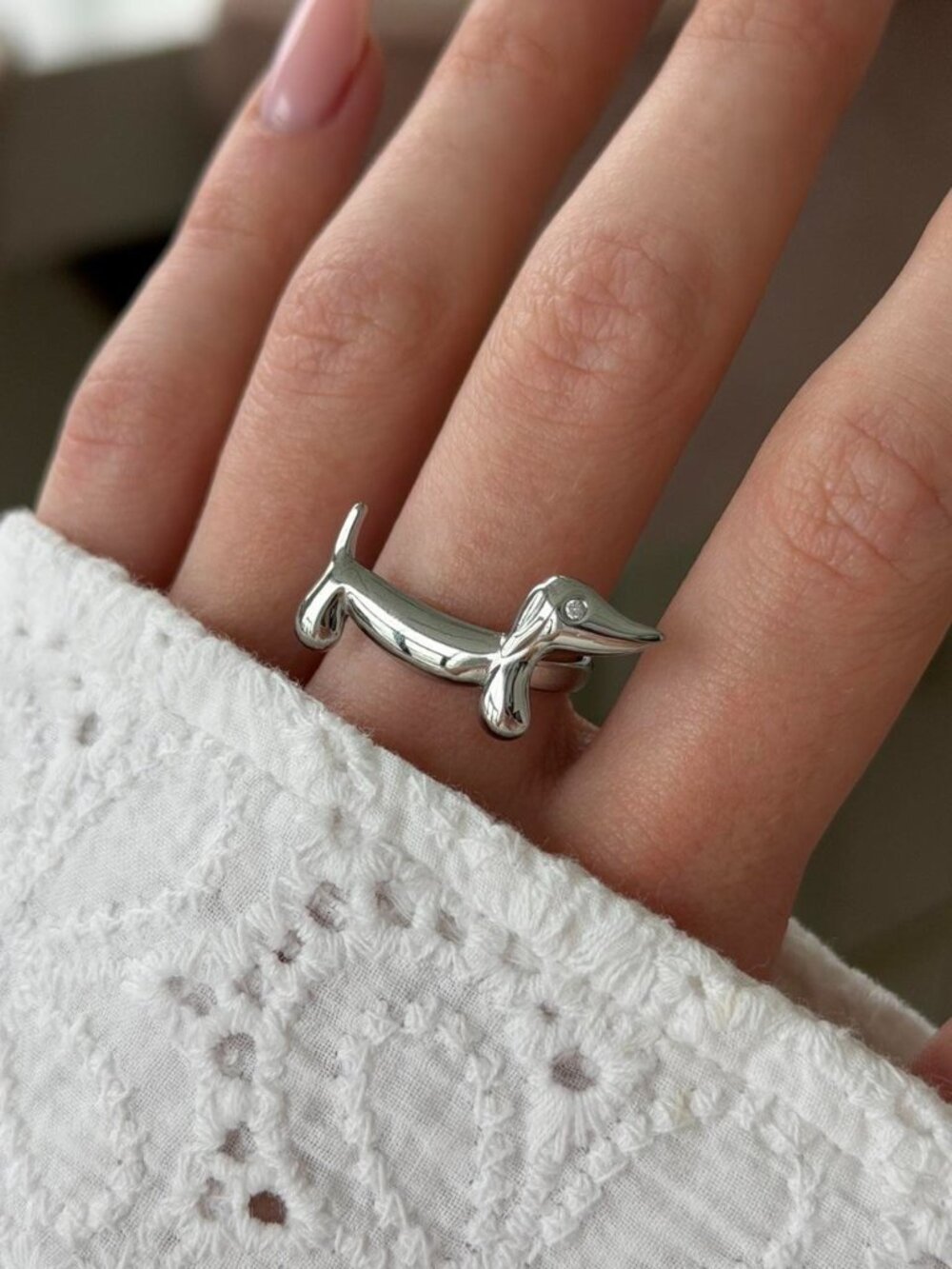 Sku:0625 Silver Dachshund dog ring + gift box Size: adjustable Stainless steel - Picture 6 of 6